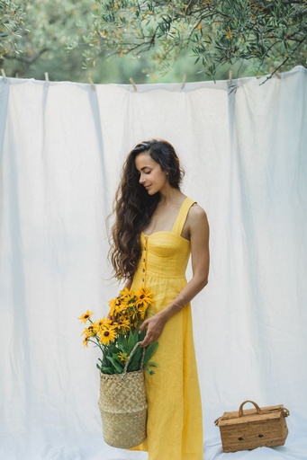Sleeveless Tiered Maxi Dress – Lemon Yellow
